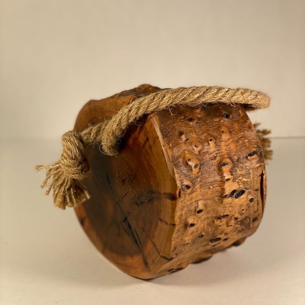 DECORATIVE RUSTIC WOOD CHUNK SLAB WITH ROP - Picture 11 of 16